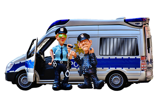 卡通警察與警車 壁紙