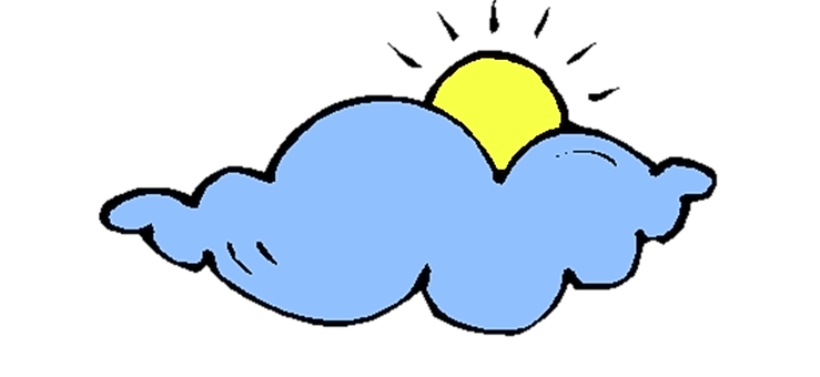 卡通雲朵與太陽在黑色背景上