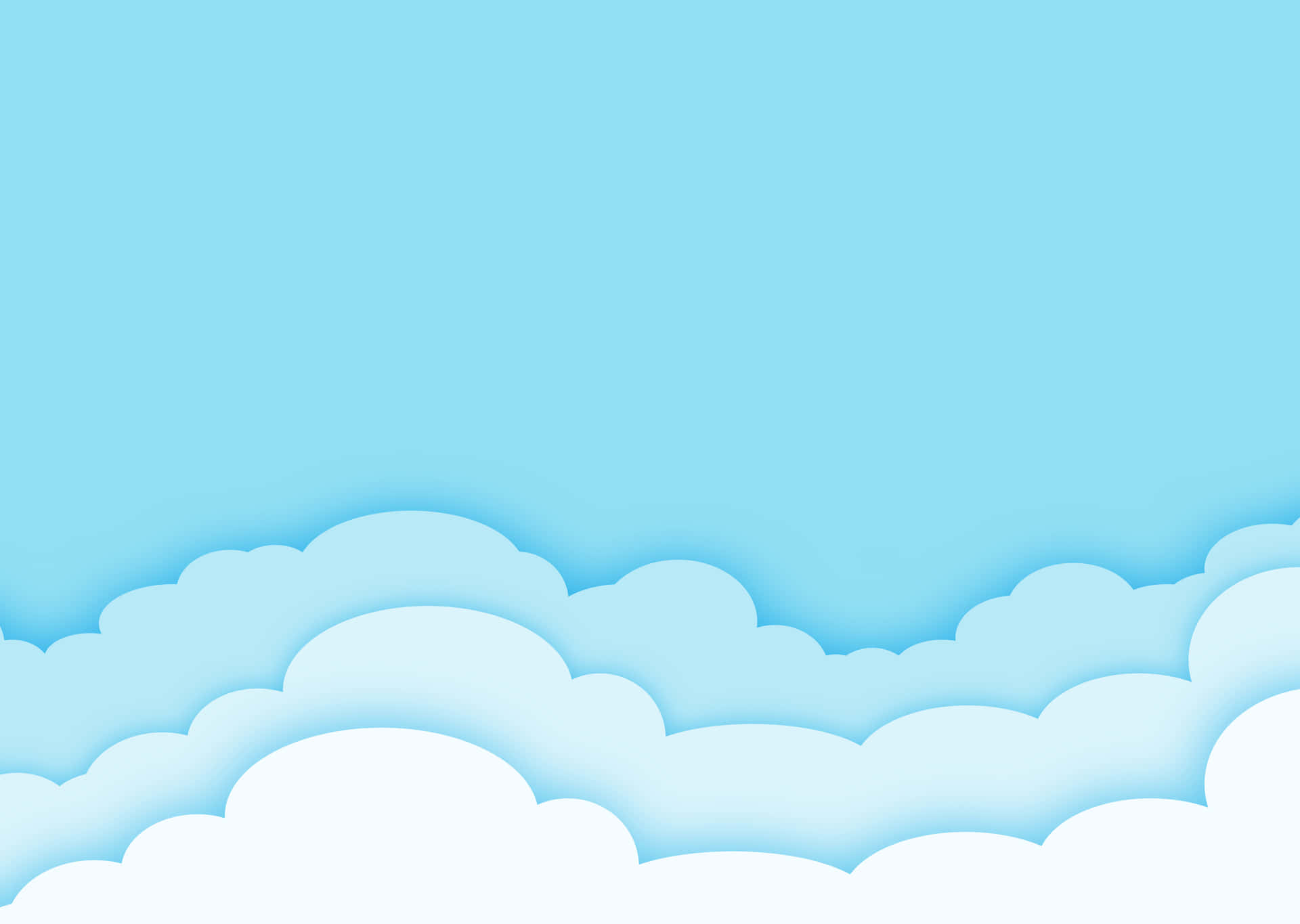 紙雕風格的雲朵漂浮在淺藍色天空中