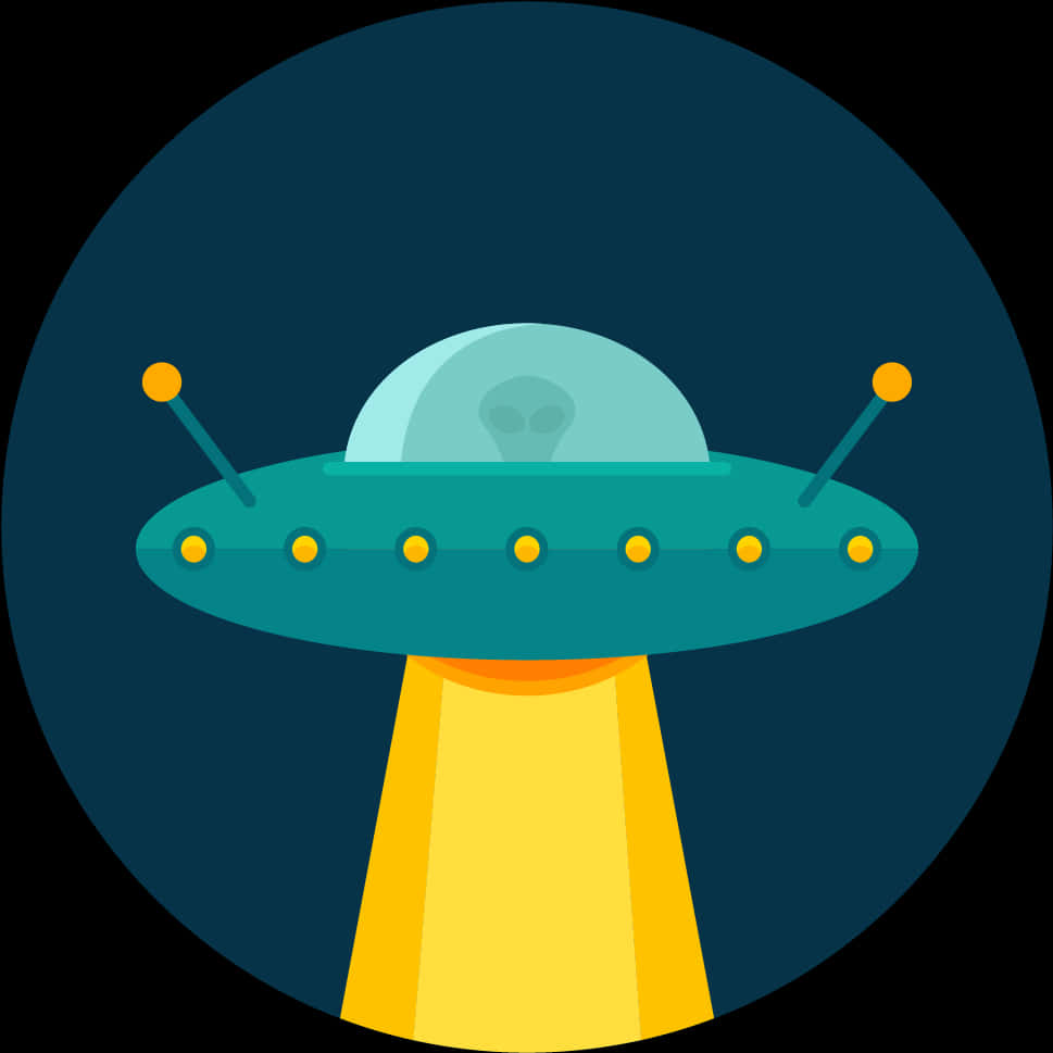 卡通飛碟與外星人剪影