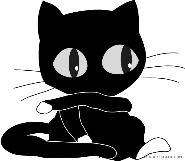 卡通黑貓插畫 壁紙
