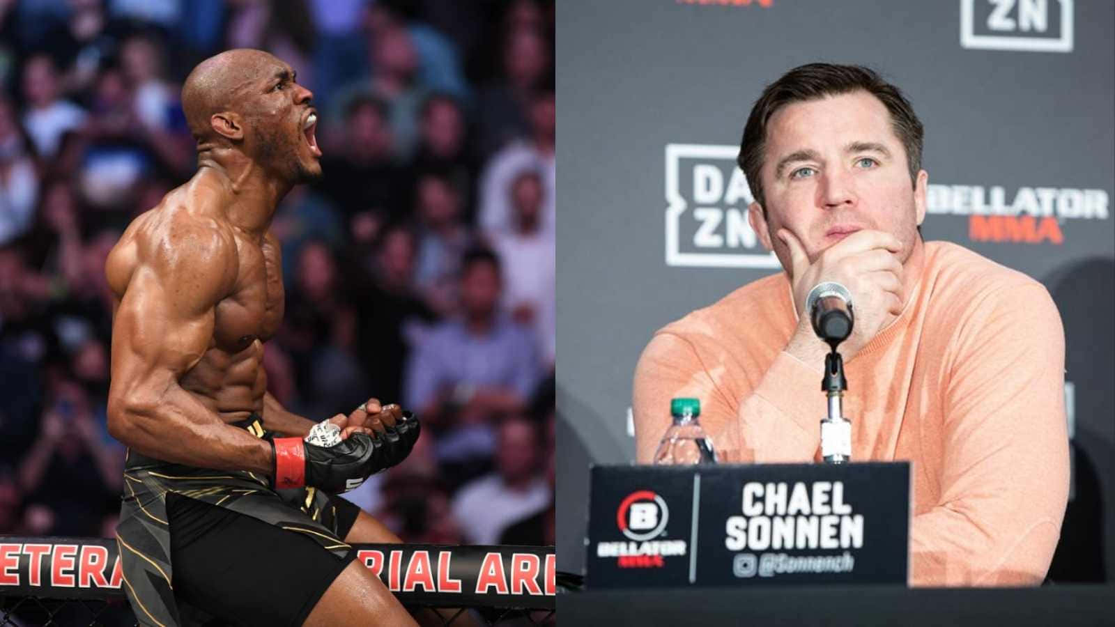 MMA拳手慶祝勝利，評論員在記者會上聆聽。