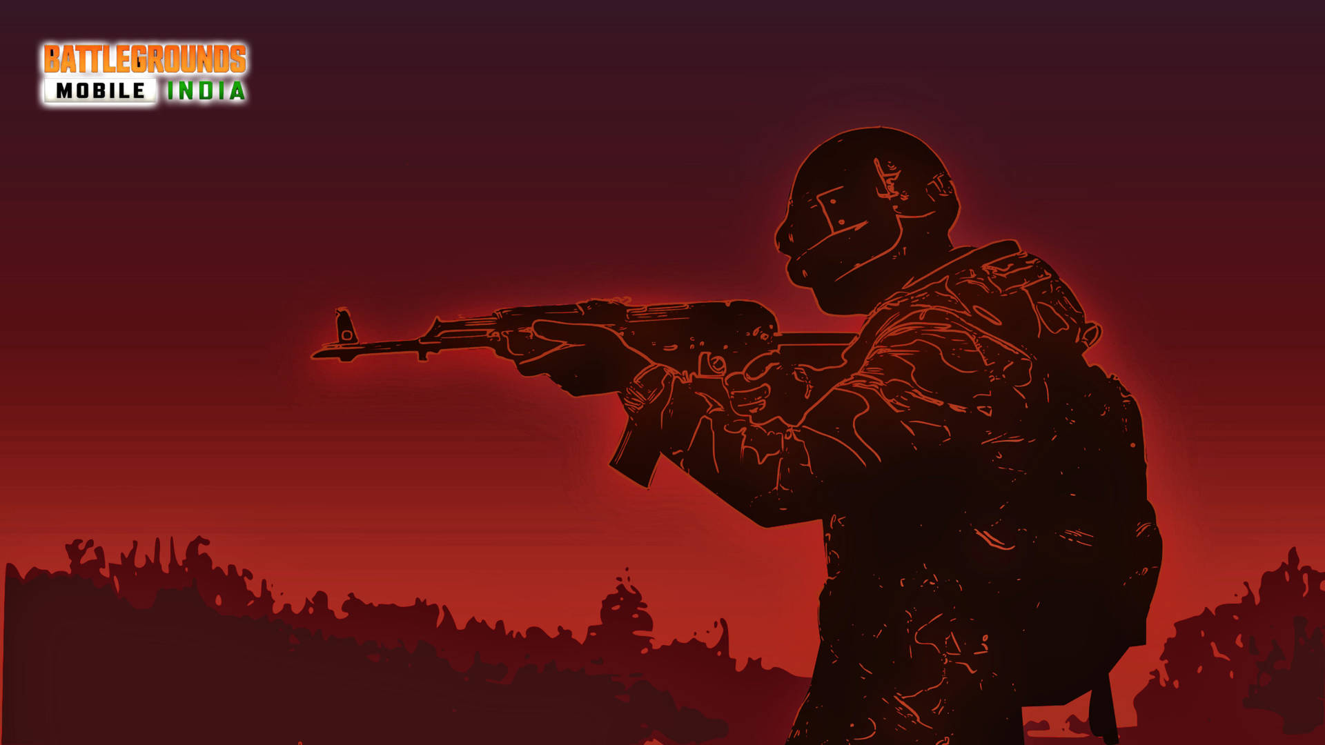 士兵在夕陽下瞄準步槍，廢墟景觀
