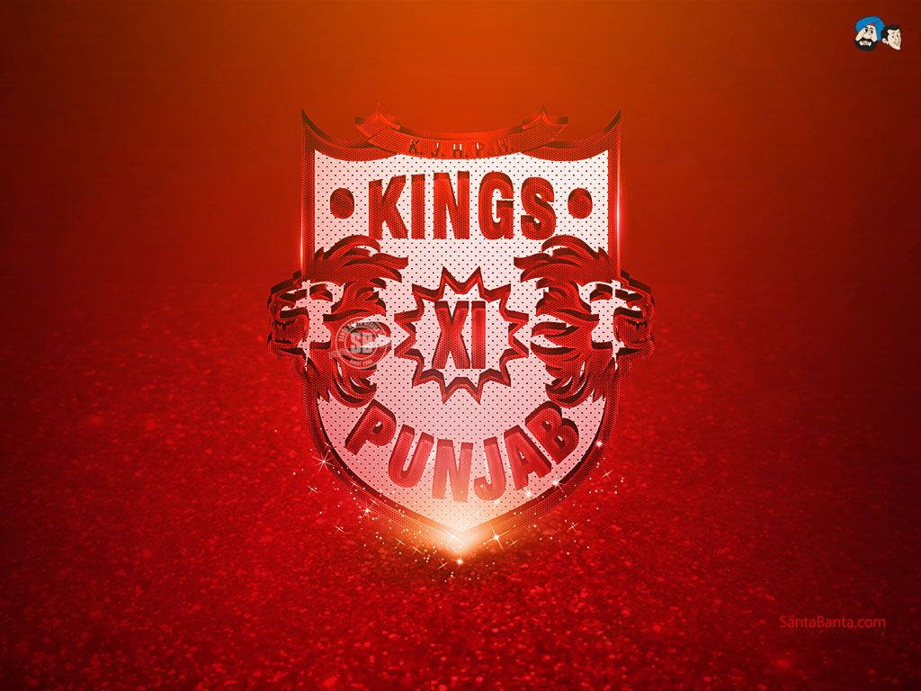 Kings XI Punjab體育隊伍標誌，帶有獅子和閃光，背景為紅色。