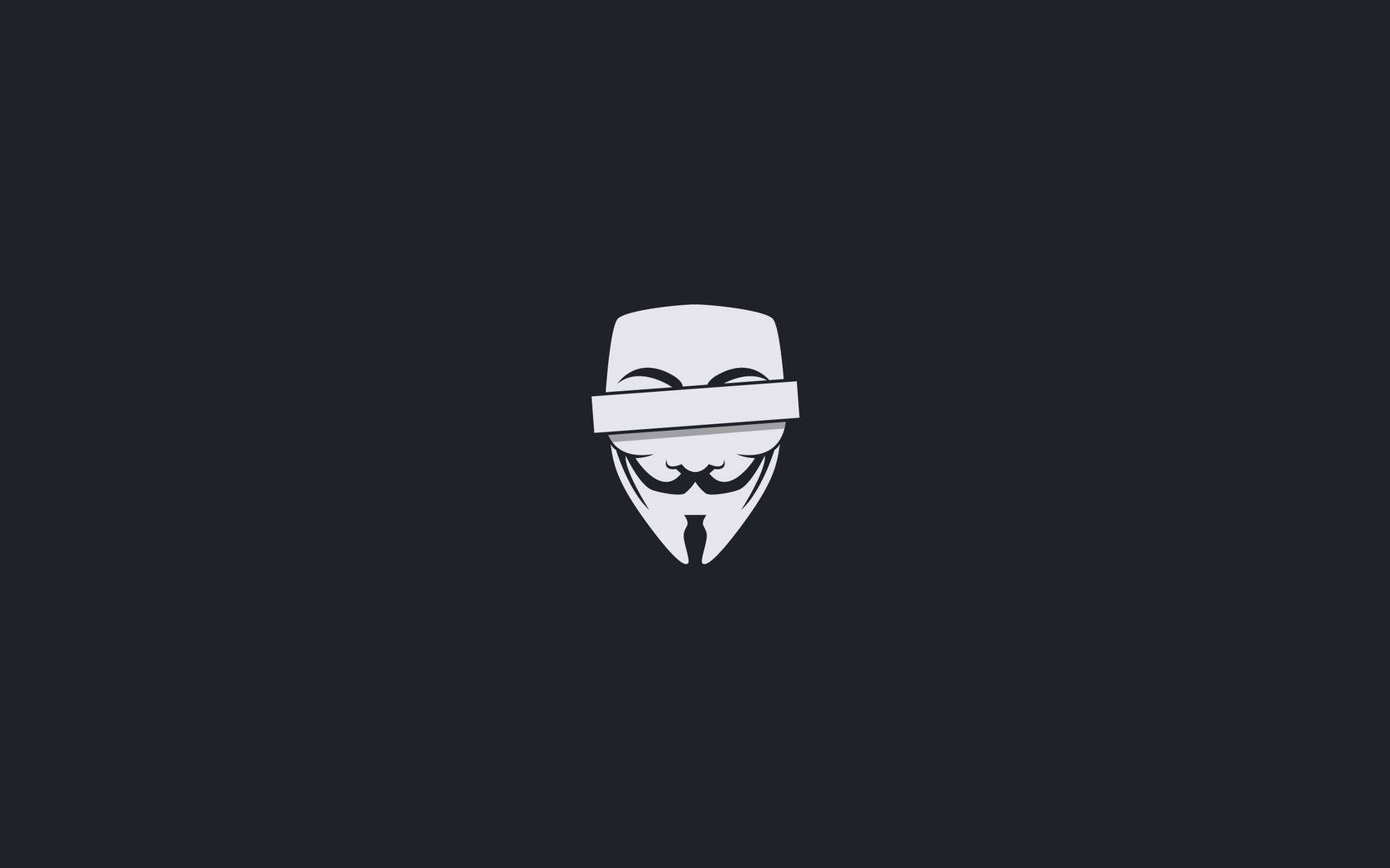 即使聲音顫抖，也要說出真相 壁紙 — 一個鮮明的白色 Guy Fawkes 面具，置於深灰色背景中央，線條簡約乾淨。