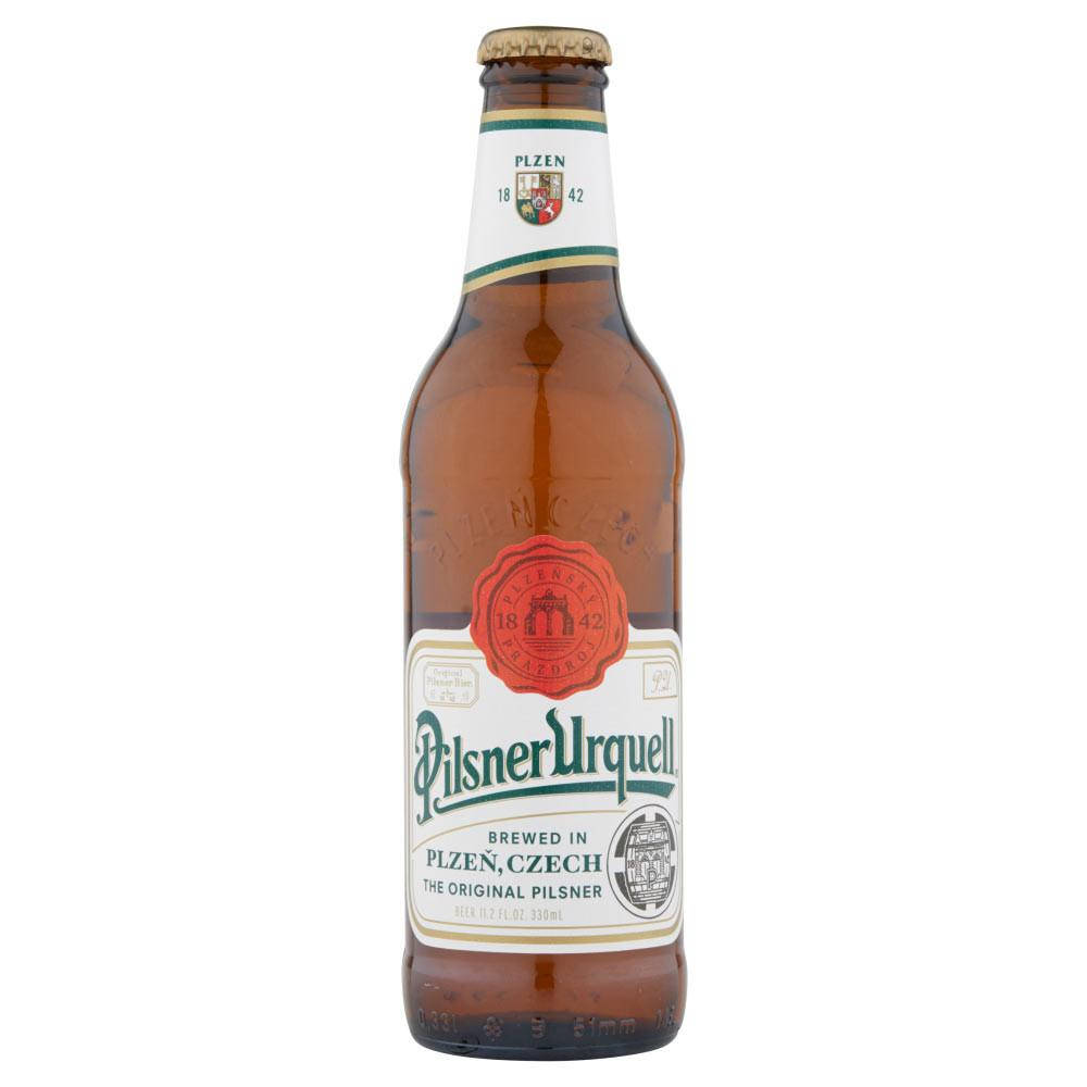 在捷克皮爾森釀造的 Pilsner Urquell 啤酒瓶