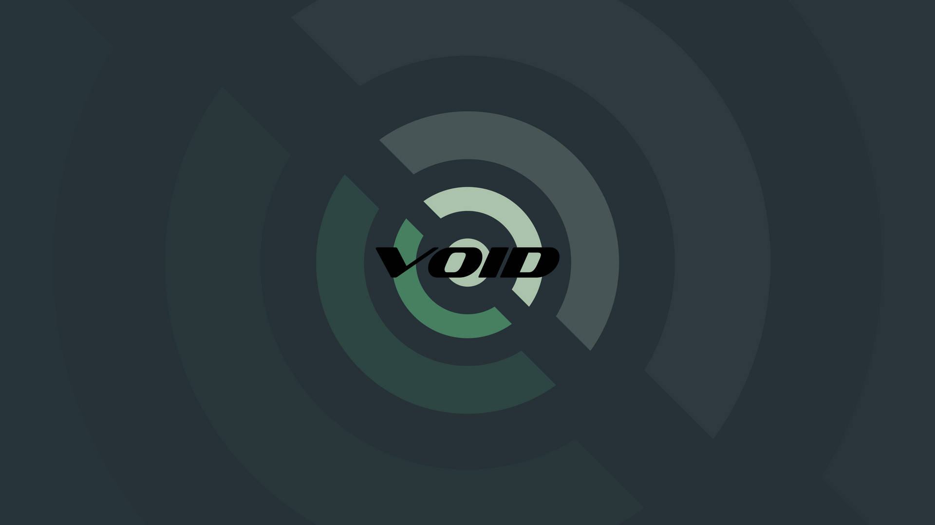 一個深青色的抽象設計，帶有同心圓和粗體黑色文字「void」。