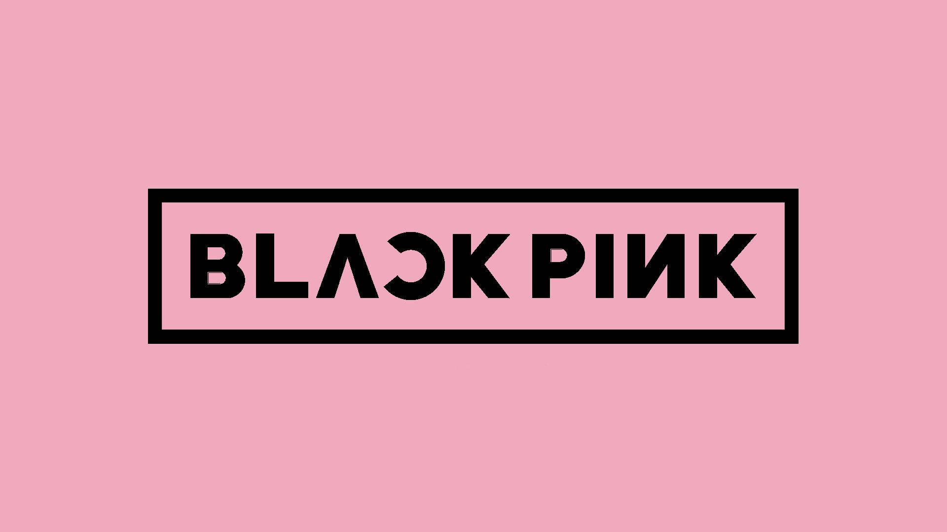 原版BLACKPINK標誌 壁紙 — 在純粉紅色背景中央的矩形內，粗體黑色「BLACKPINK」文字。