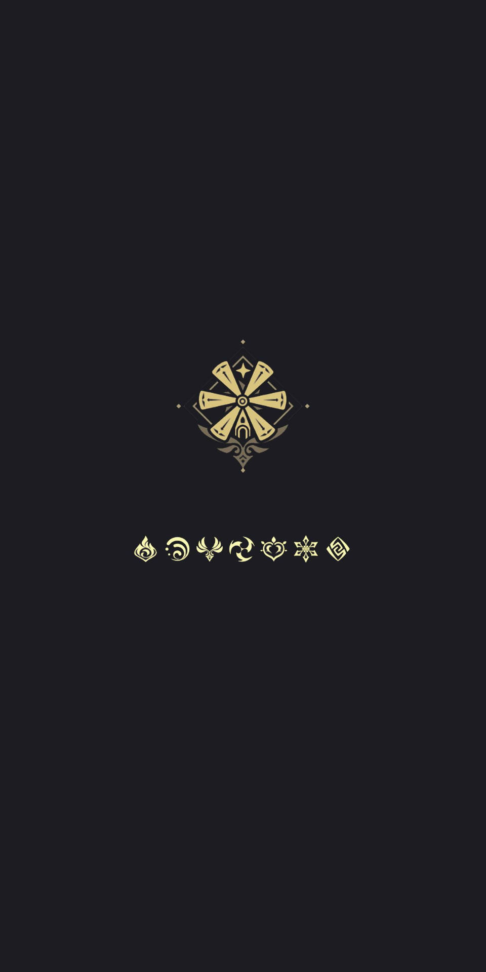 金色奇幻徽章和元素圖標在黑色背景上