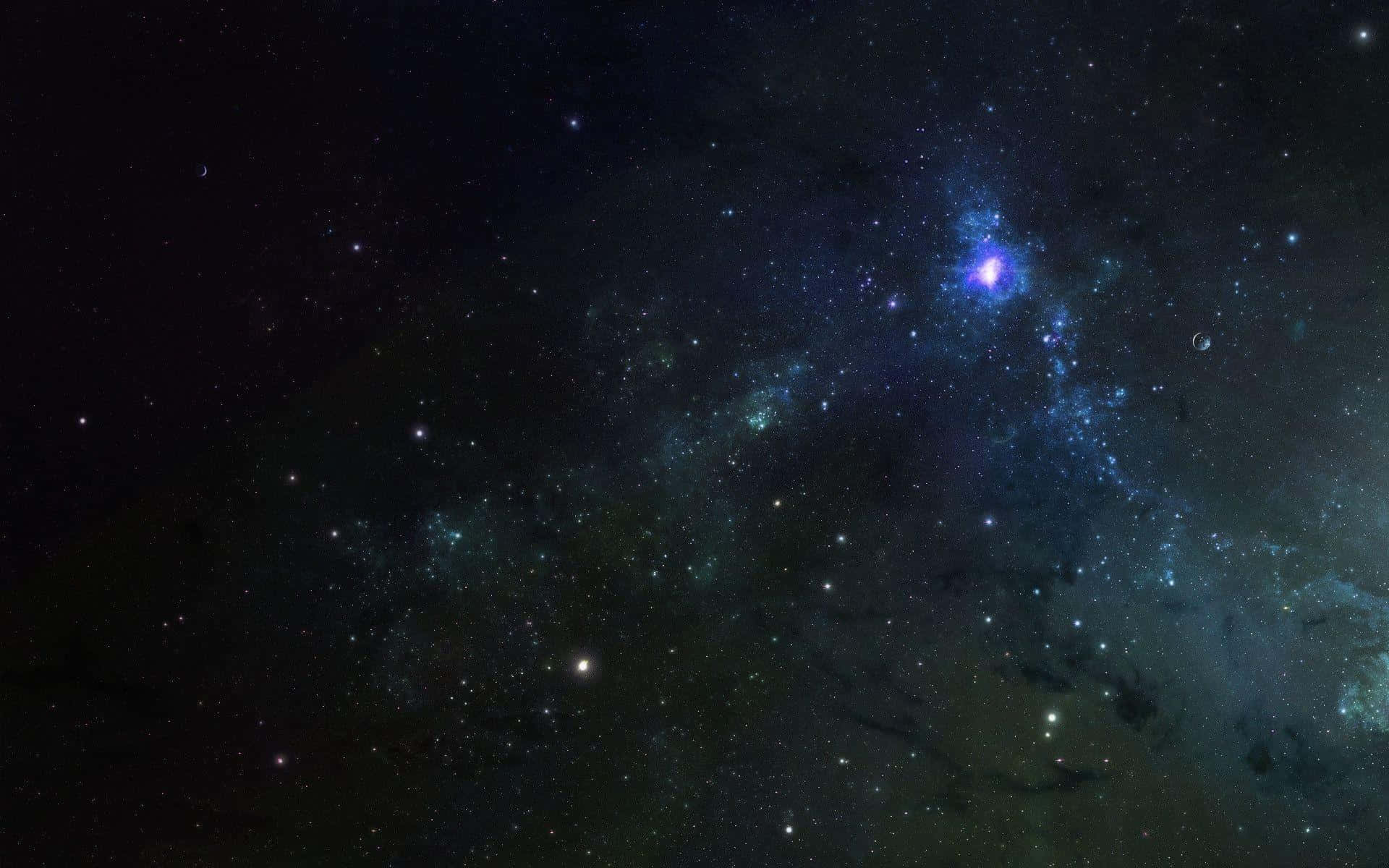 參宿四與浩瀚星海 壁紙 — 一個令人嘆為觀止的宇宙星雲景觀，在繁星點綴的黑暗虛空中散發著鮮豔的藍色和藍綠色調。