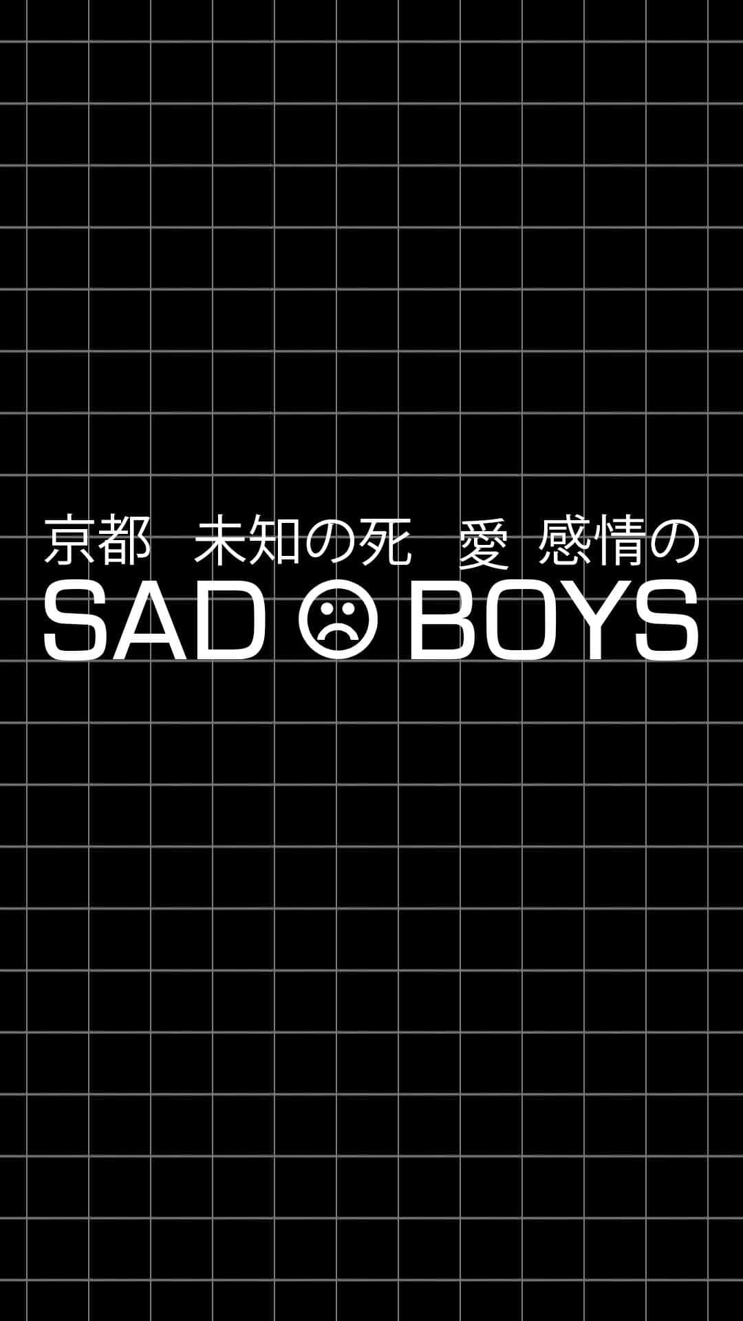 黑色背景帶白色網格和粗體文字，顯示 SAD BOYS 和日文字元。