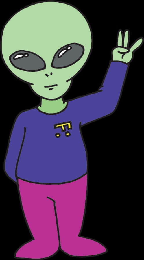 友善卡通外星人手勢 壁紙
