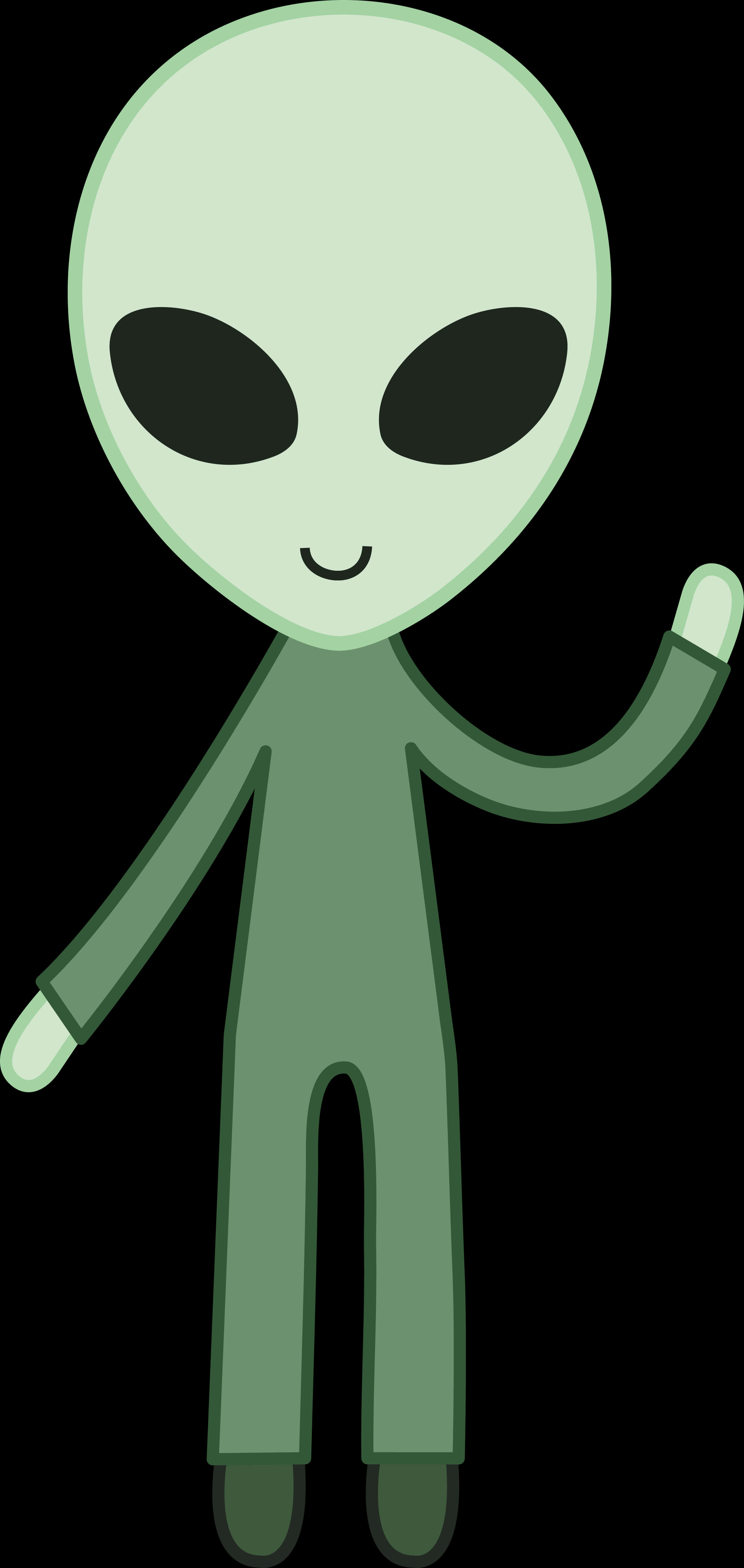 友善卡通外星人揮手 壁紙
