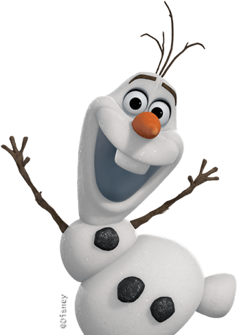 友善的雪人奧拉夫 壁紙 — 一個快樂的動畫雪人，有樹枝手臂和胡蘿蔔鼻子，露出張開嘴的燦爛笑容。