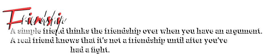 友誼格言：堅韌 壁紙 — 一個大膽的白色和紅色「Friendship」標誌，帶有對比鮮明的黑色文字，透過衝突解釋真正的友誼。