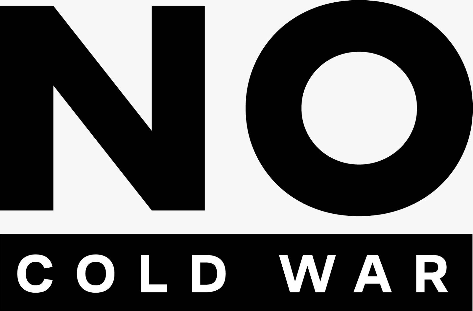 黑白圖形，以粗體字型呈現NO COLD WAR字樣。