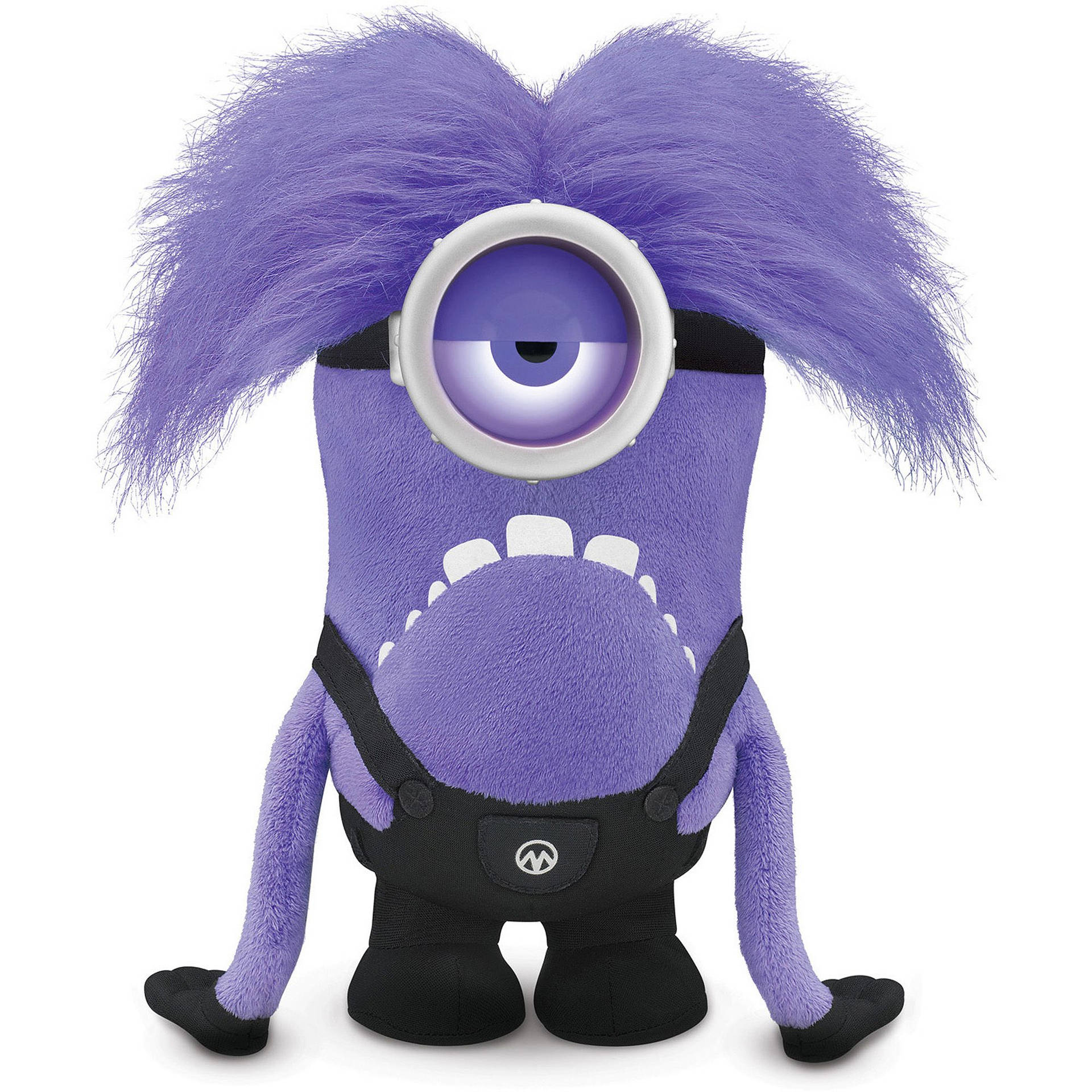 紫色Minion毛絨玩具，有蓬鬆的頭髮和一隻大眼睛。