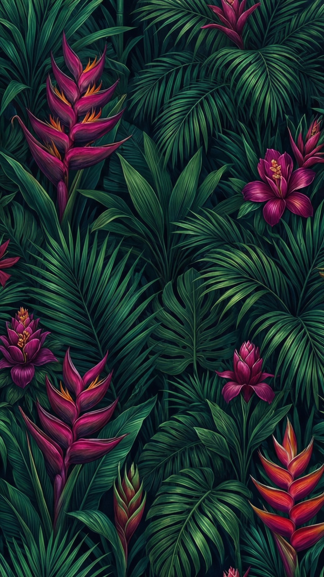 叢林暗黑花卉 壁紙