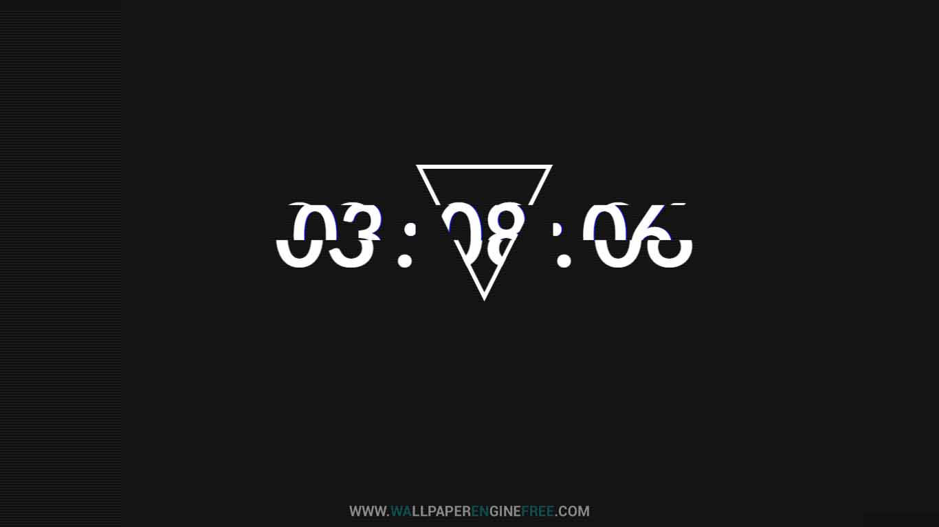 數位時鐘顯示 03:08:06，帶有故障效果，背景為深色