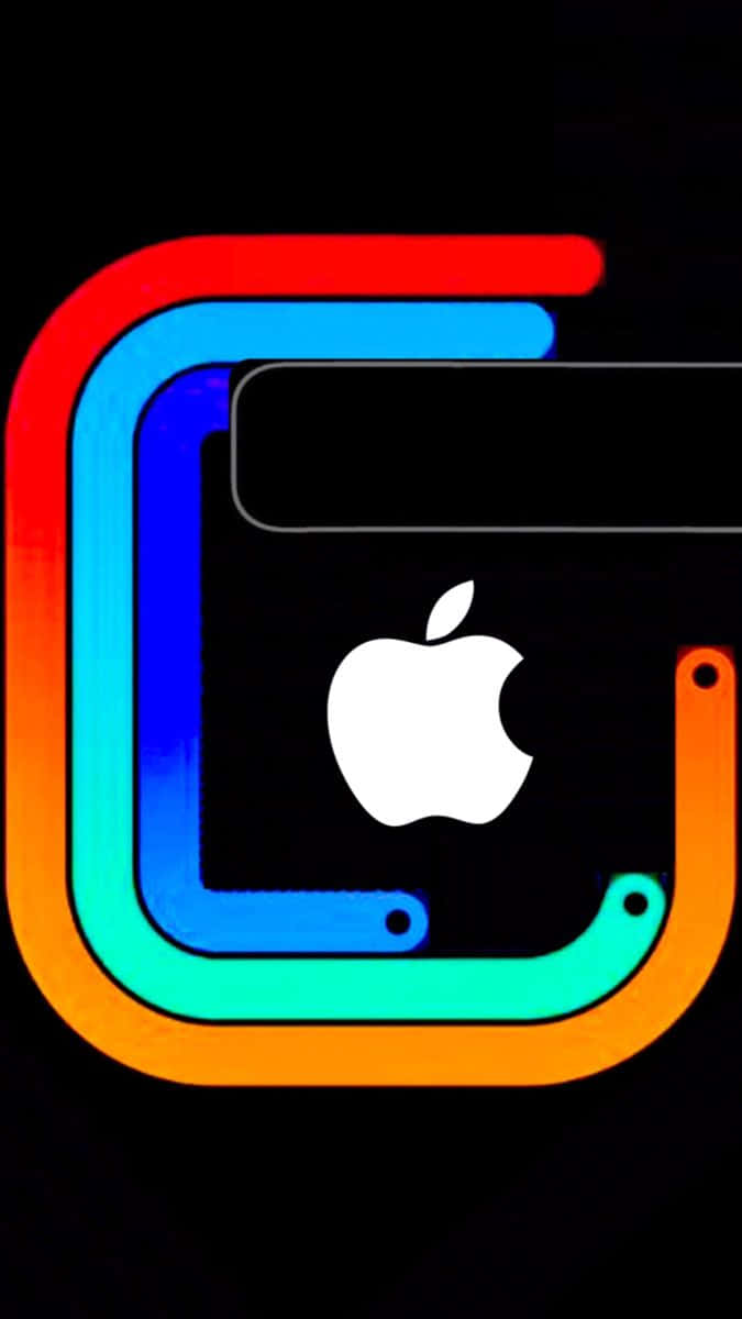 黑色背景上圍繞Apple標誌的霓虹漸變C框