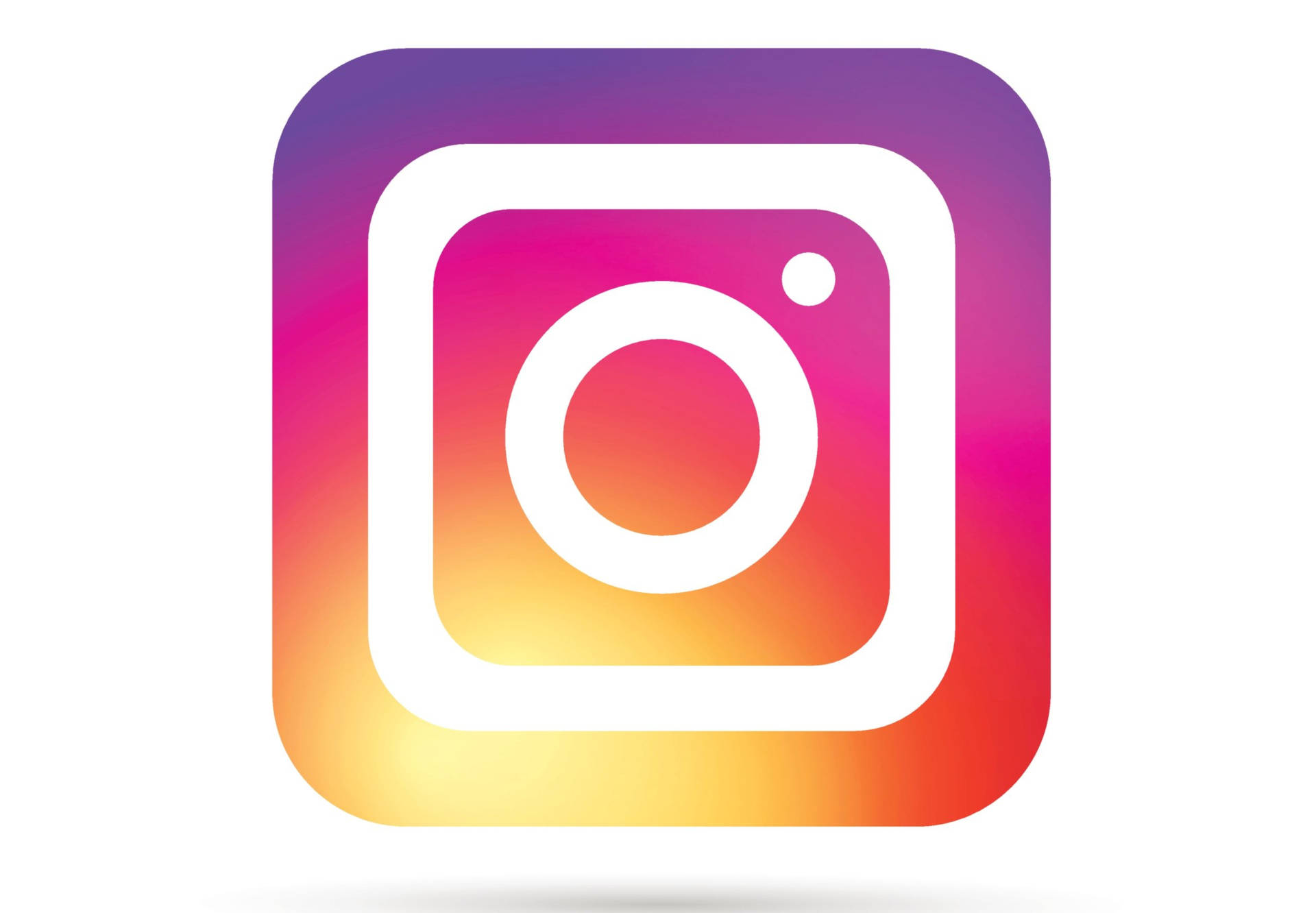 可愛 Instagram 標誌白底版 壁紙 — 鮮豔的漸變 Instagram 標誌圖標，帶有白色相機輪廓，背景為純白色。