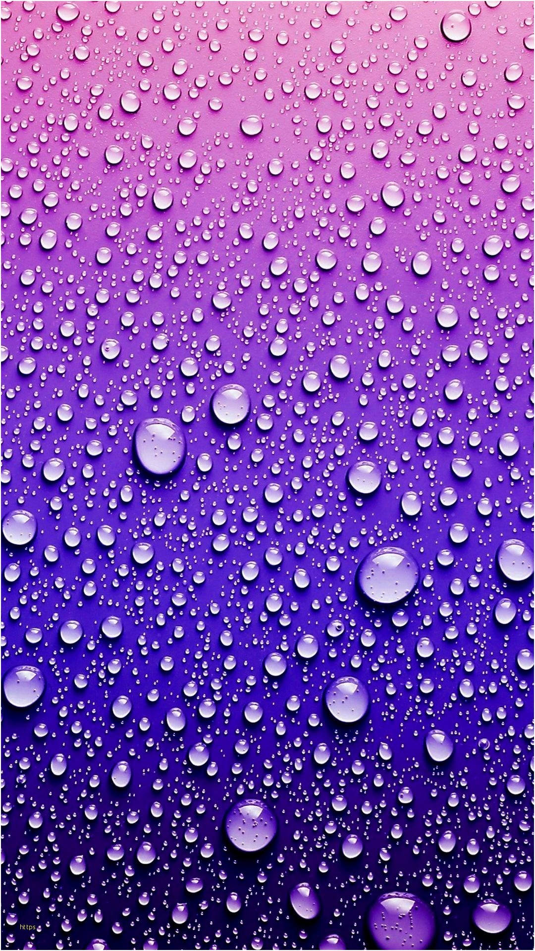可愛 Instagram 水滴背景 壁紙 — 閃亮的水滴依附在表面，背景是充滿活力的紫色到藍色漸變。