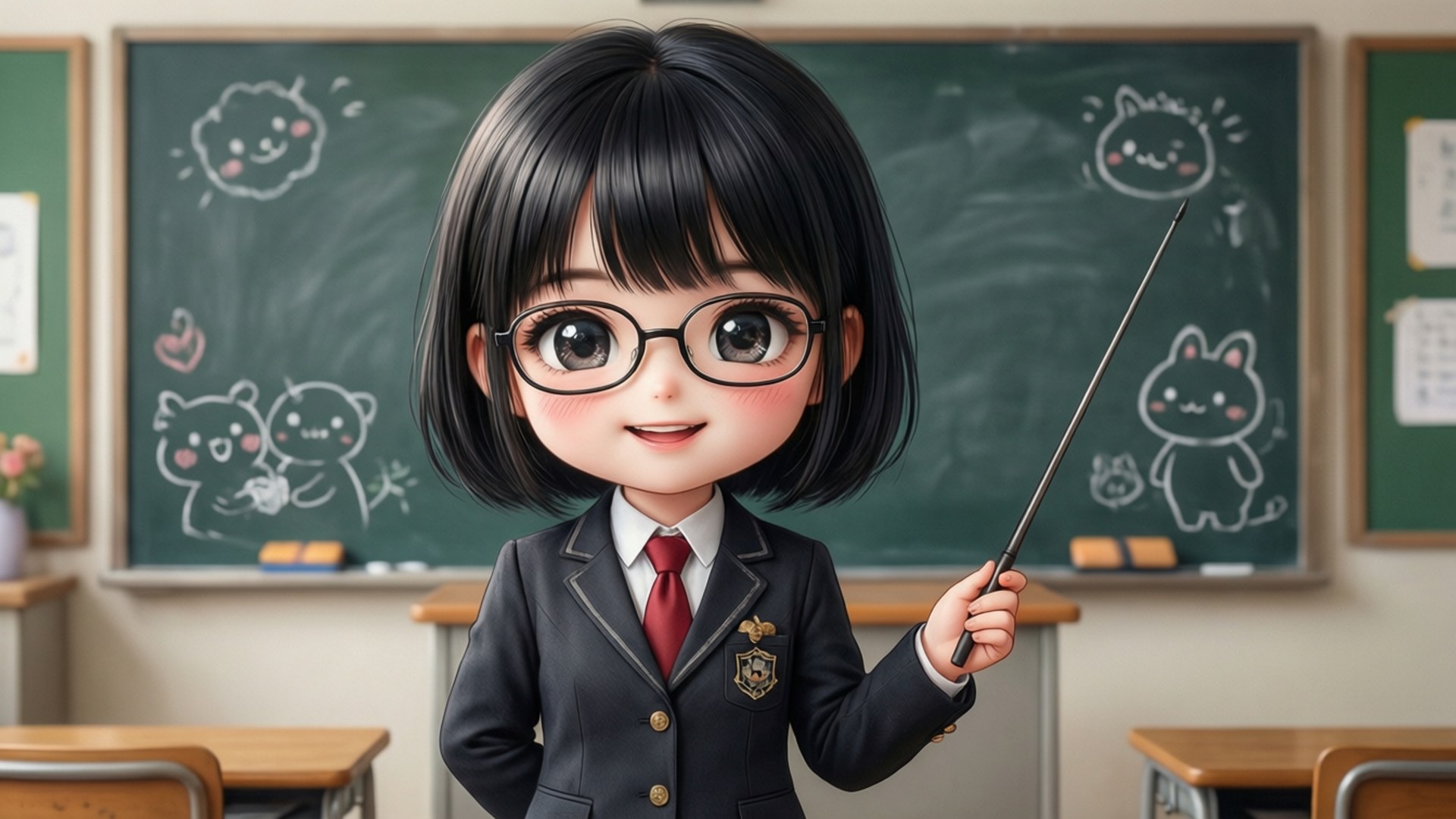 可愛動漫老師上課中 壁紙