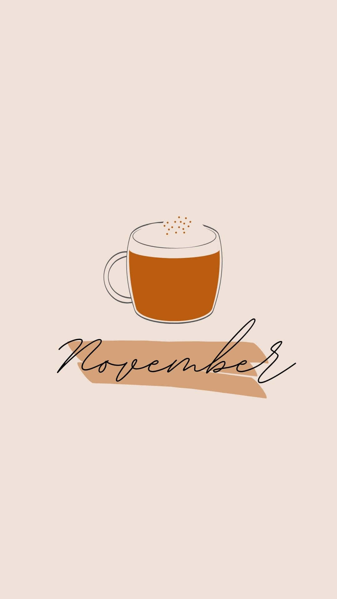 一個簡單的咖啡杯，帶有泡沫和香料，位於 November 字樣上方。