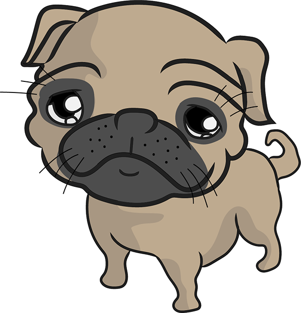 可愛卡通八哥犬插畫 壁紙
