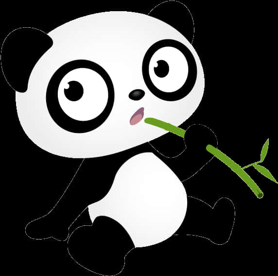 可愛卡通熊貓吃竹子 壁紙
