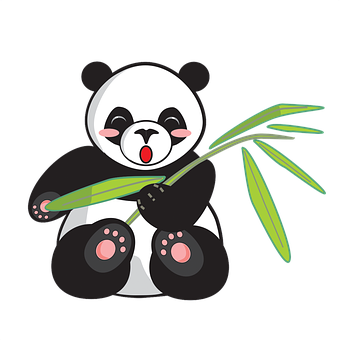 可愛卡通熊貓吃竹子 壁紙