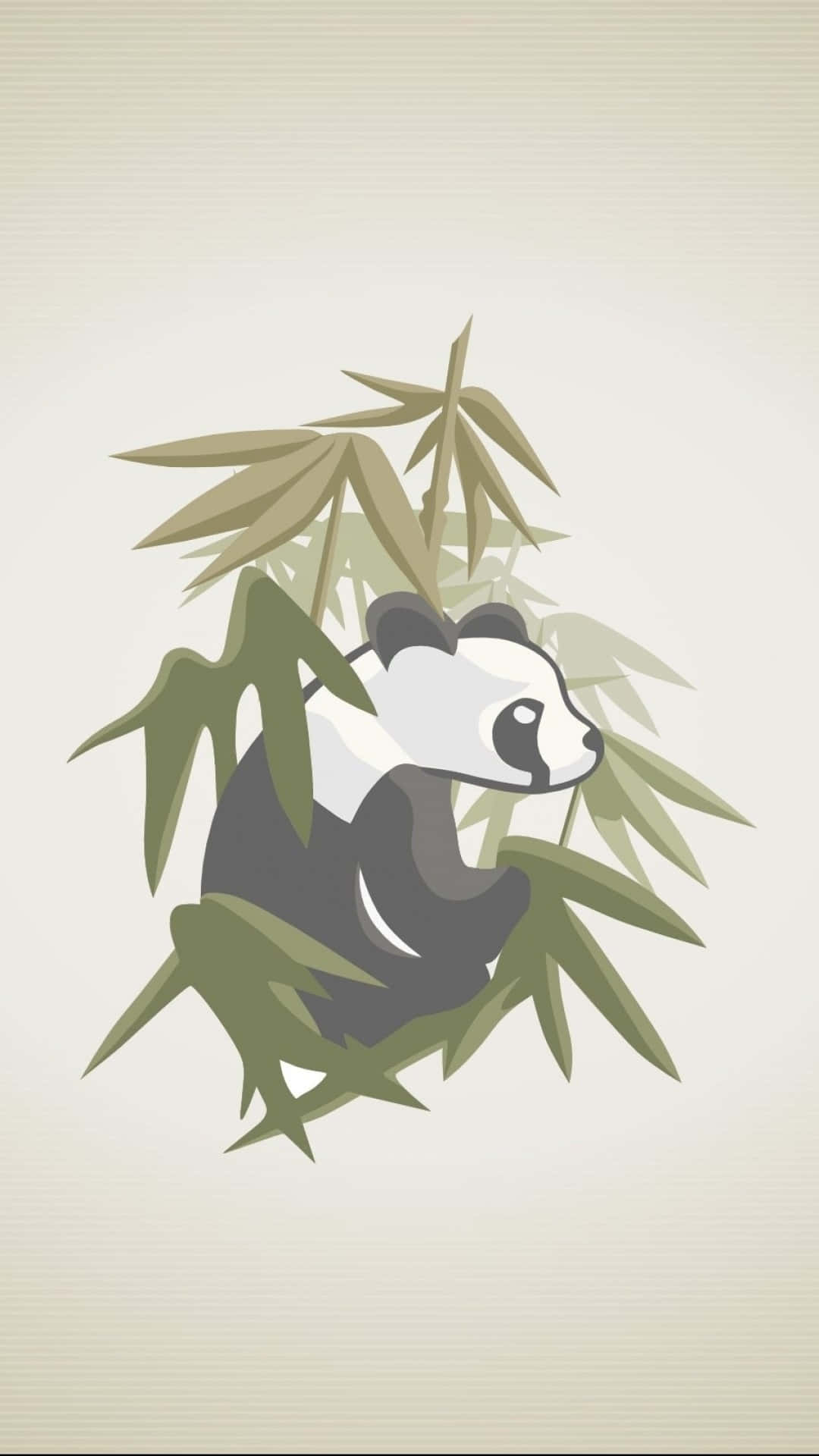 一隻熊貓坐在竹葉間，採用極簡風格插圖。