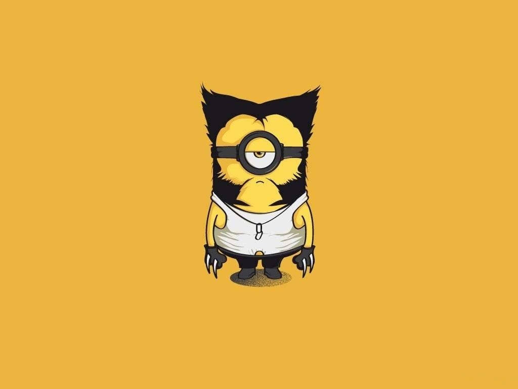 黃色Minion，黑色頭髮同爪，著住白色背心。