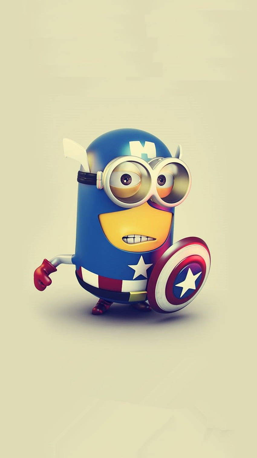 Minion 扮成美國隊長揸住盾牌