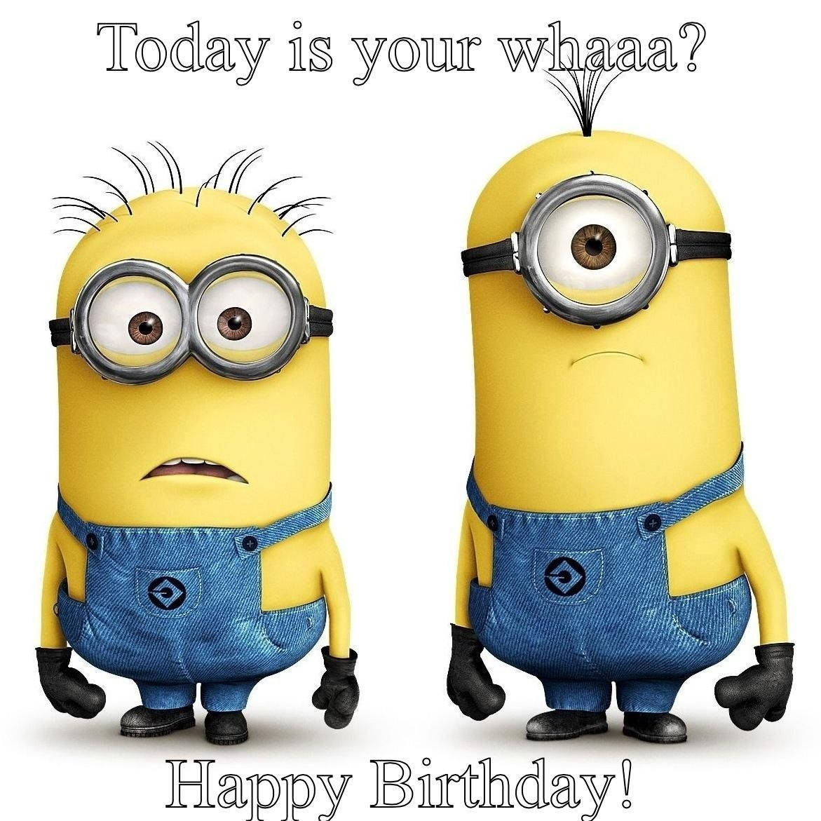 兩個Minions上下有文字慶祝生日。