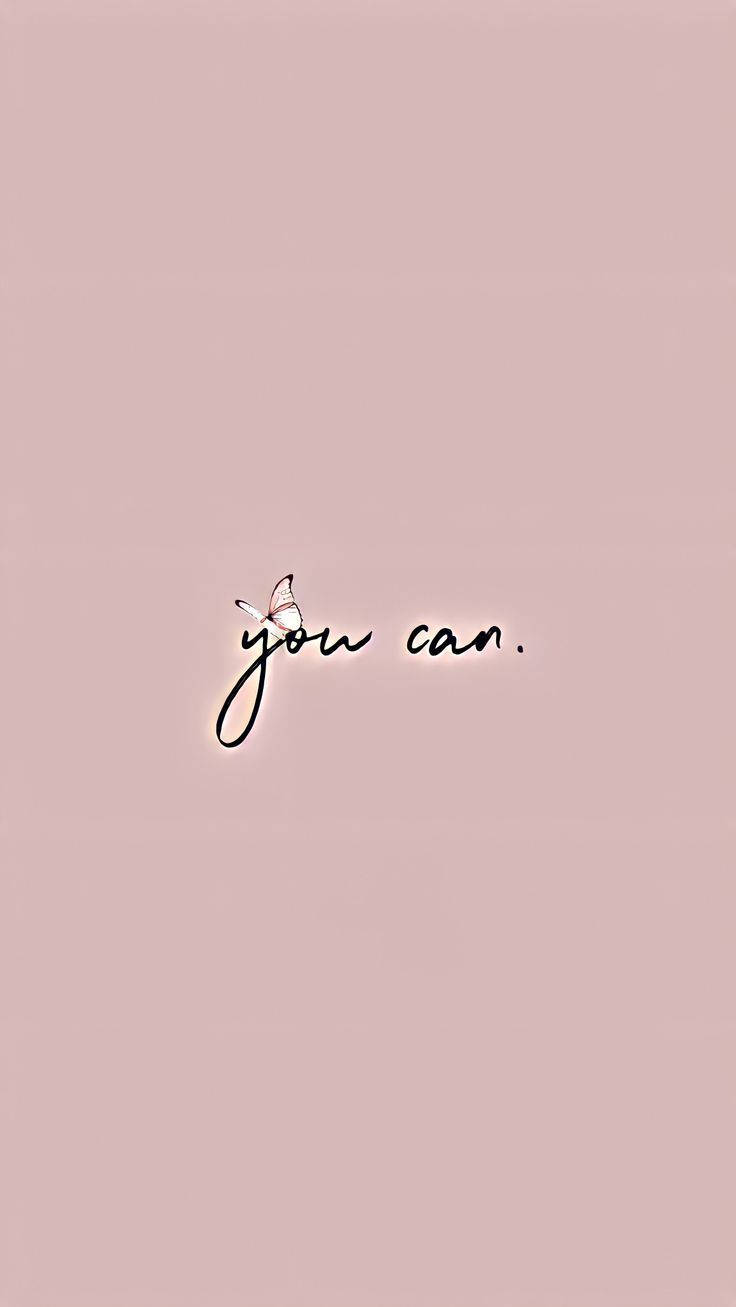 粉紅色背景，帶有「you can.」文字及y上方的蝴蝶