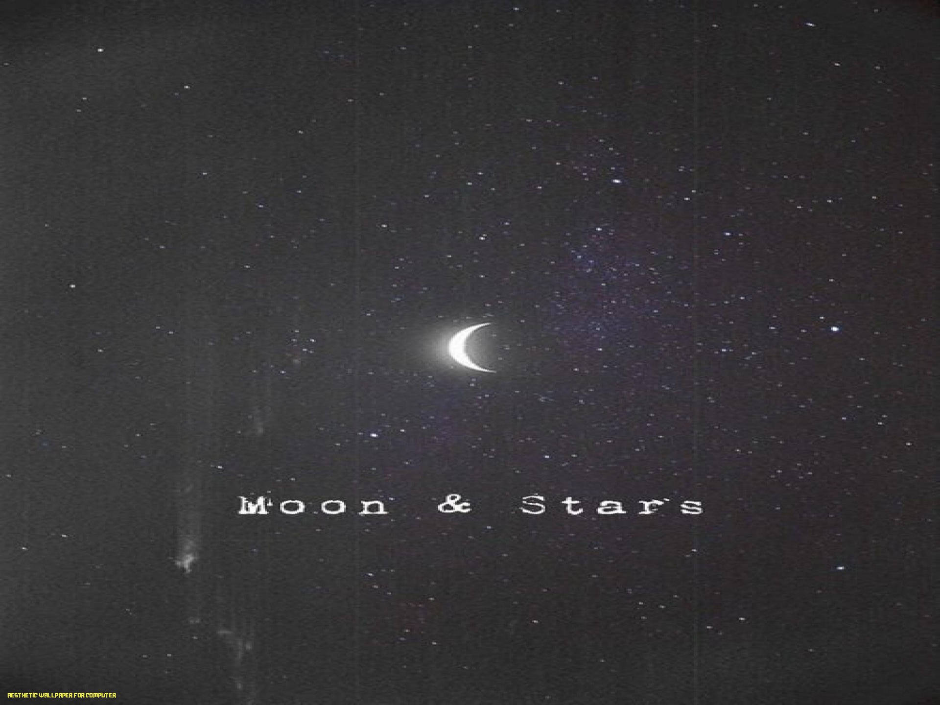 黑暗夜空中的新月和星星，帶有文字 Moon & Stars。