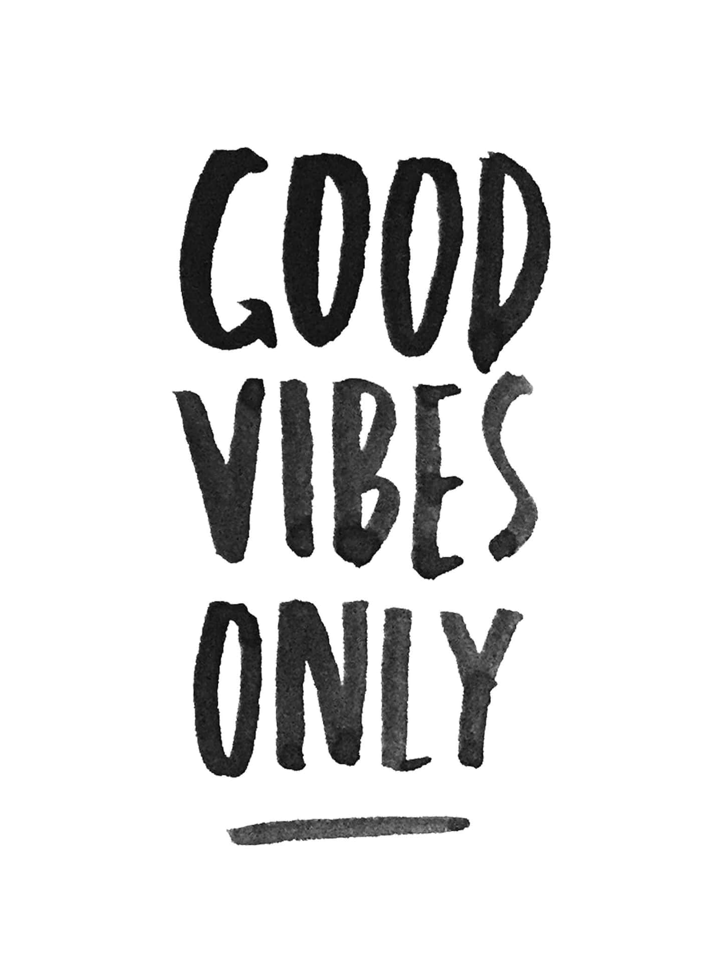 白色背景上寫著good vibes only的黑色水彩文字
