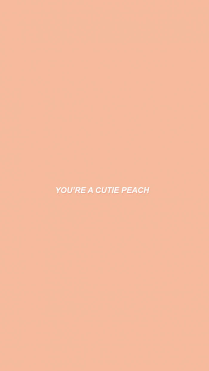 蜜桃背景，白色文字 you're a cutie peach