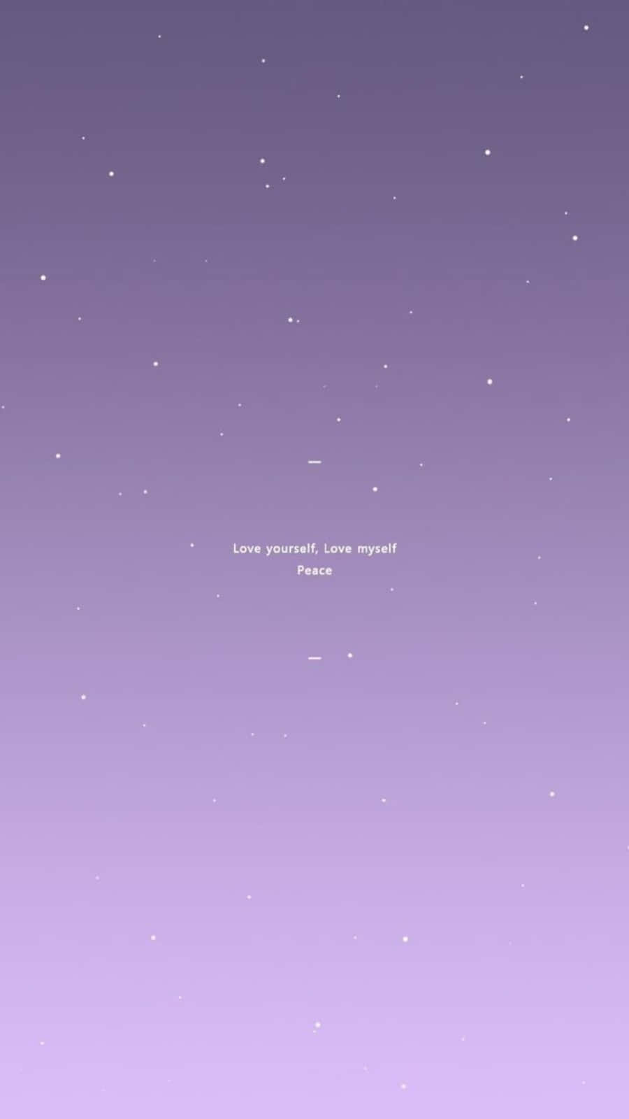 紫色夜空，星星和文字：愛自己 愛我 和平
