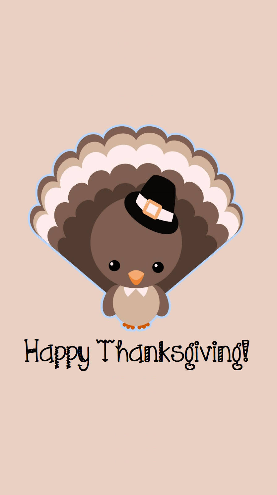 戴著朝聖者帽的卡通火雞，附有「Happy Thanksgiving!」文字