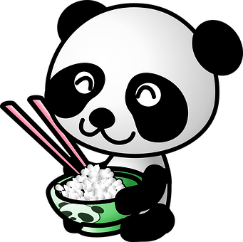 可愛熊貓吃飯圖 壁紙