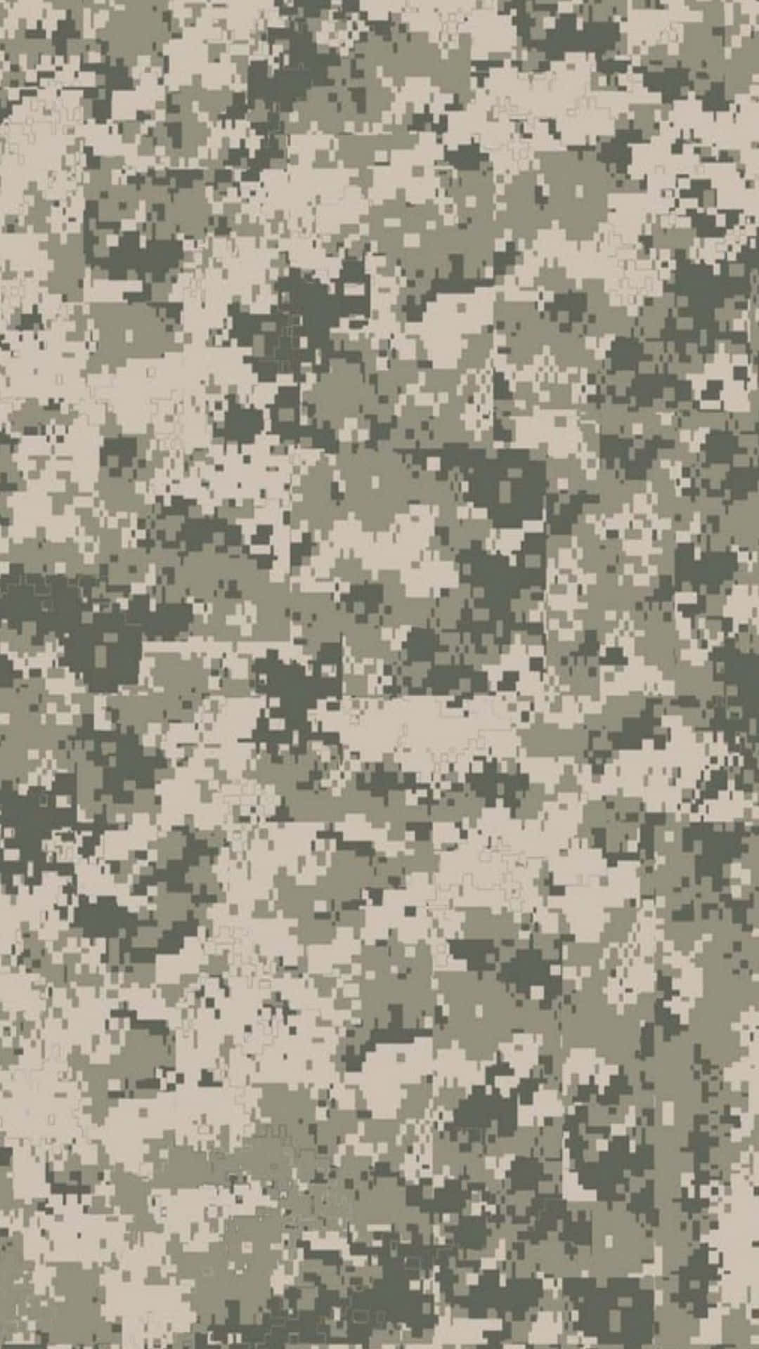 帶有綠色、米色和灰色像素化方塊的數碼軍事迷彩圖案。