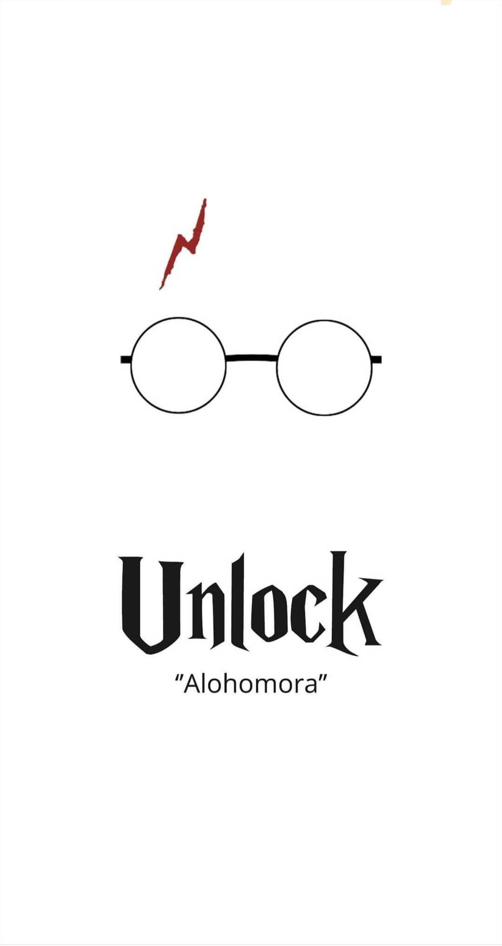 圓形眼鏡、紅色閃電、解鎖 Alohomora 的文字