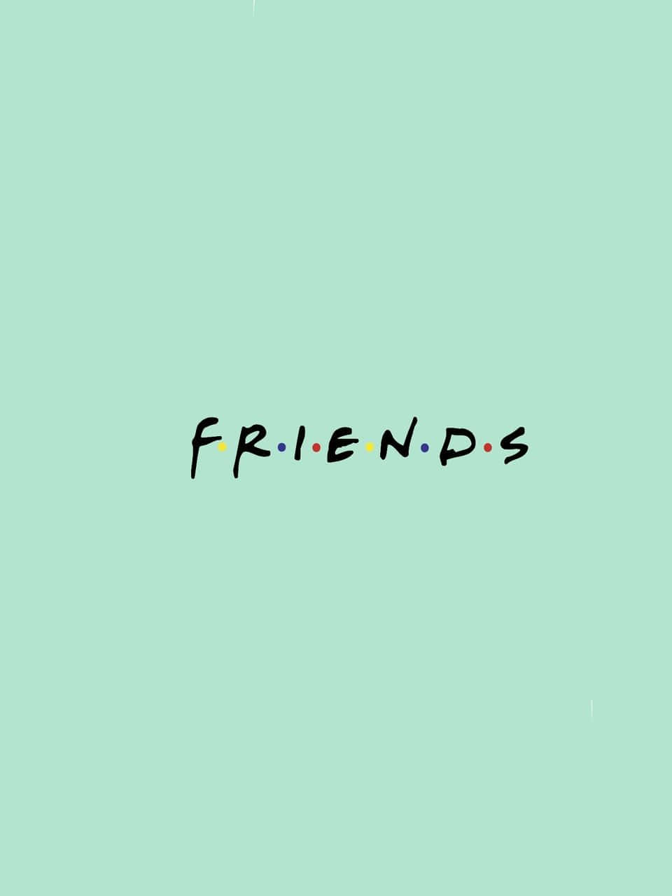 薄荷綠色背景上嘅 Friends 電視節目標誌