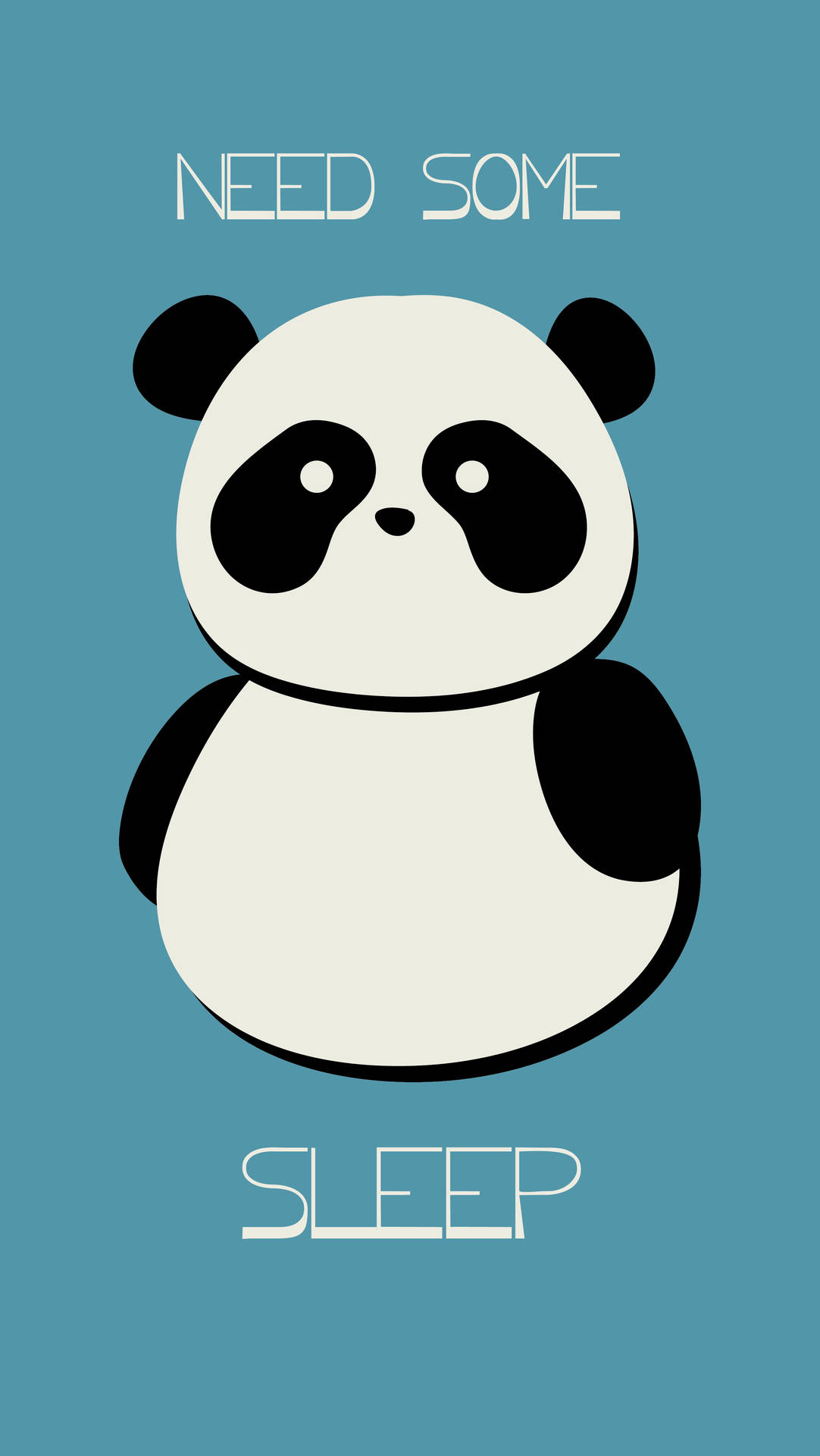 可愛的熊貓插圖，在青綠色背景上帶有文字「Need Some Sleep」。