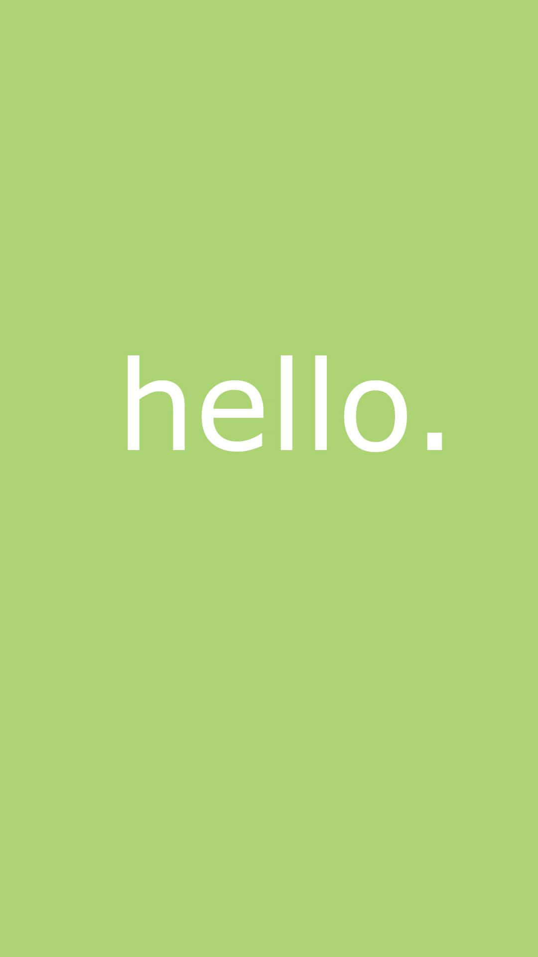 一個綠色背景，中央有白色小寫的 hello 字樣。