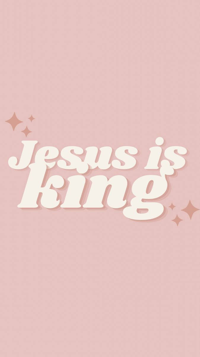 粉紅背景上帶有白色文字寫著 Jesus is king 和閃爍效果。