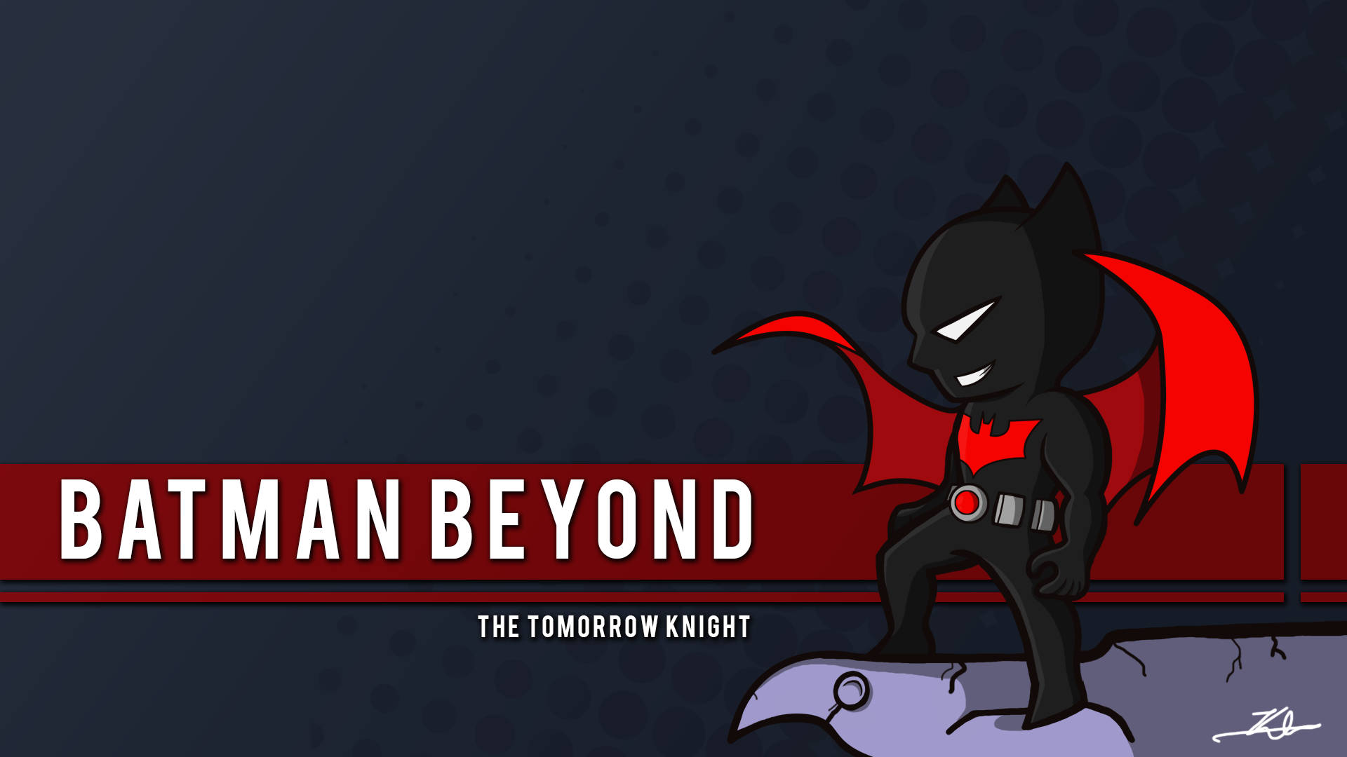 Batman Beyond the Tomorrow Knight 以 Q 版風格棲息在窗台上。