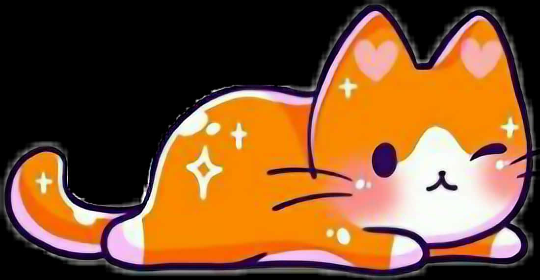 可愛閃亮橘貓 壁紙